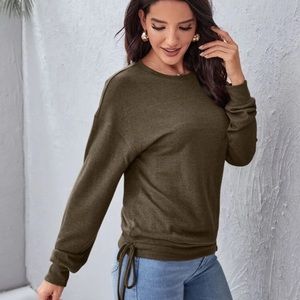 Olive side tie detail sweater